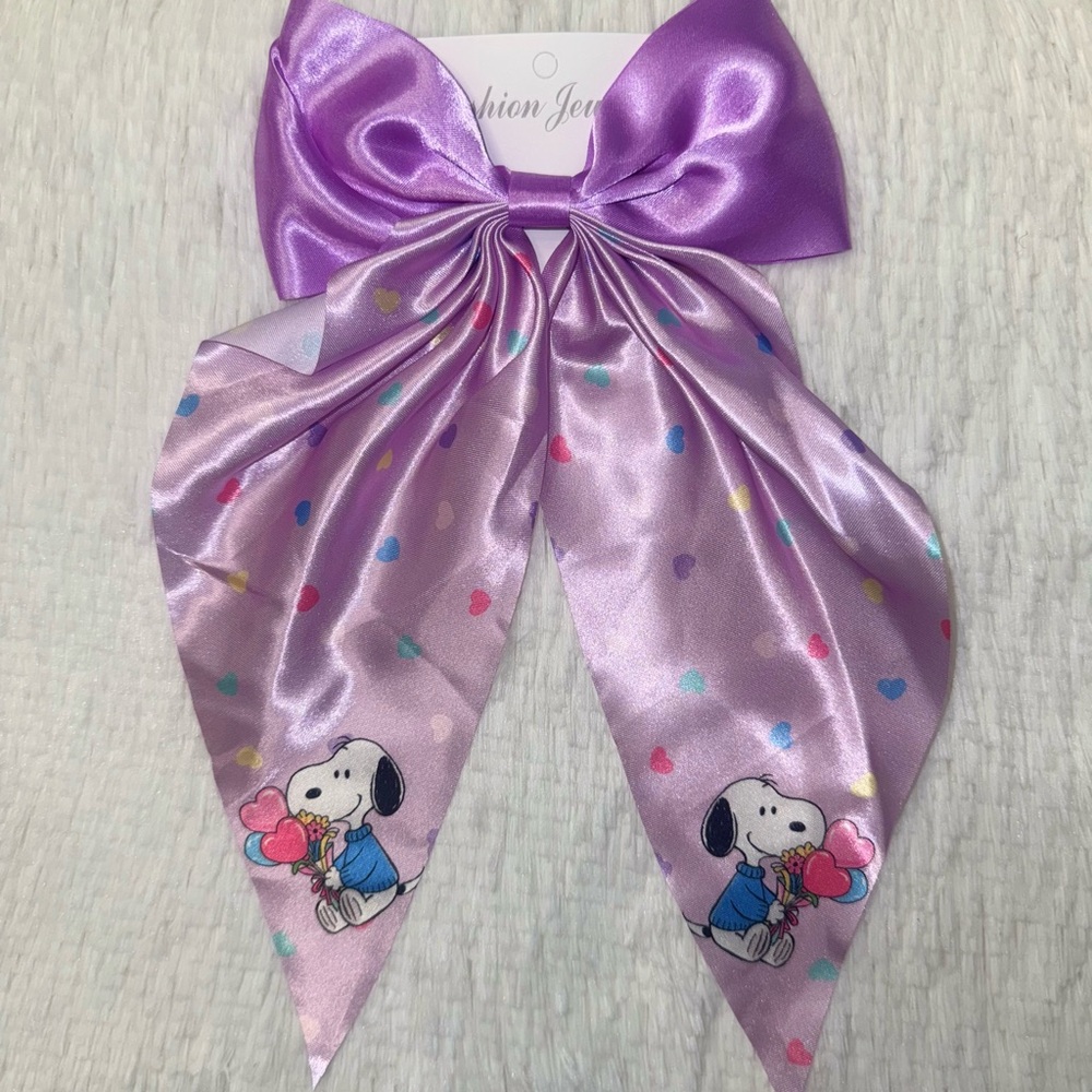 Kids Purple Snoopy Satin Bow Hair Accessory by Peanuts